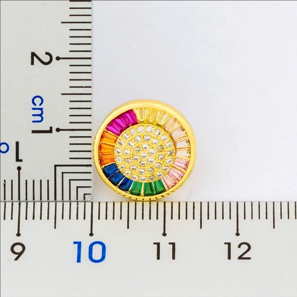 NEW Delicate Round Colorful Stud Earrings - Picture 2 of 5